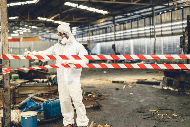 Professional Sewage Cleanup technician working in Marlborough, MO